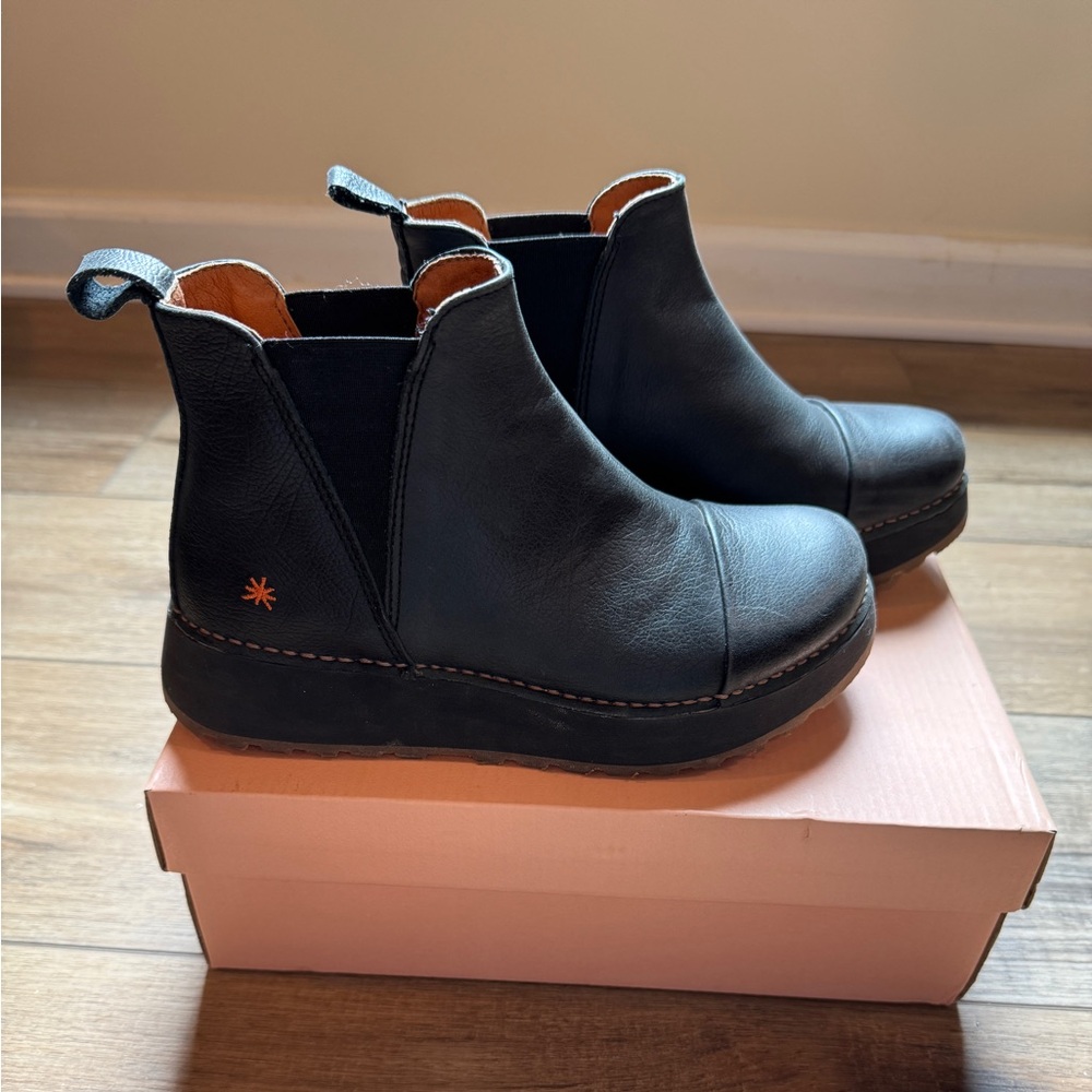 European Black Leather Ankle Boots